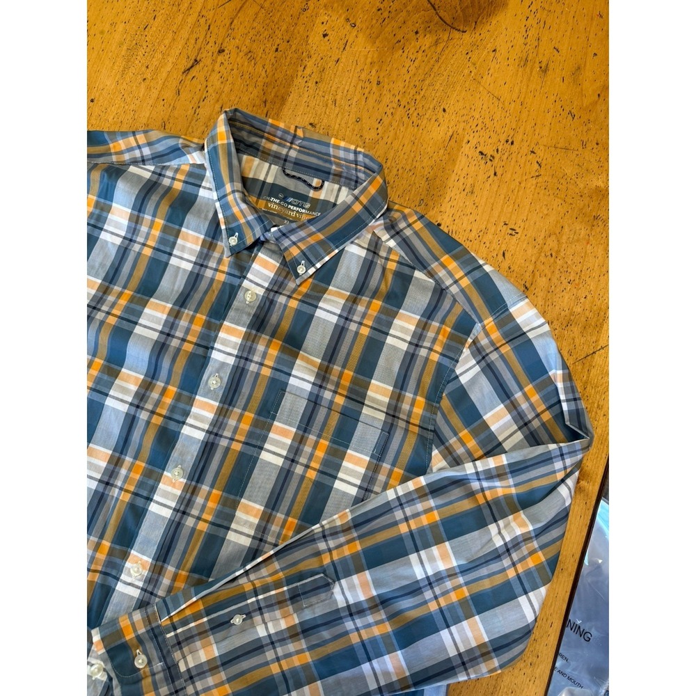 Vineyard Vines Men Button Down Shirt XL Plaid On-The-Go Performance OTG Brr